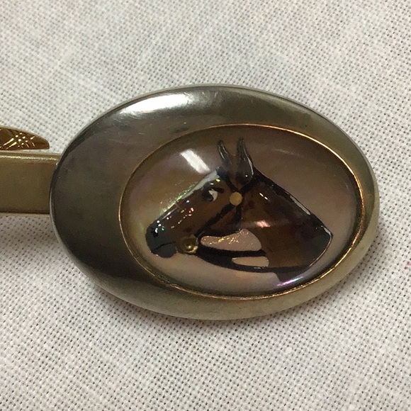 Reverse carved equestrian crystal cufflinks